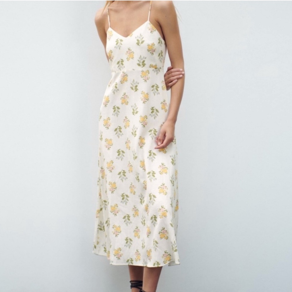 Zara midi ivory floral June dress Sz Small